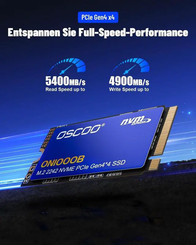 Alt view image 3 of 5 - OSCOO 512GB M.2 2242 NVMe SSD PCIe Gen4 x4, Up to 4800MB/s, 3D NAND Internal SSD with Graphene Cooling, for Laptop, Ultrabook, Lenovo ThinkPad, Dell Latitude, Intel NUC, Mini PC,Embedded S