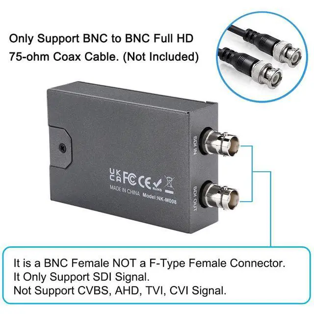 Alt view image 3 of 5 - Anber-Tech SDI to HDMI Converter, SDI to HDMI Audio De-embedder Support 3G-SDI, HD-SDI, SD-SDI Auto Format Detection and Stereo Audio De-embedder, Support Loopout (Grey)