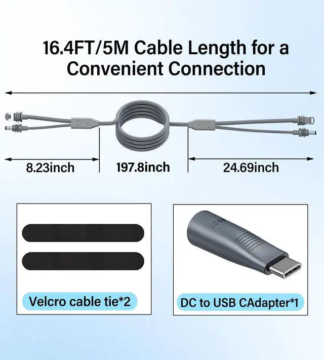 Alt view image 3 of 5 - URANT 2-in-1 Starlink Mini Cable 16.5FT/5M,Cat6 Gigabit Ethernet Cable