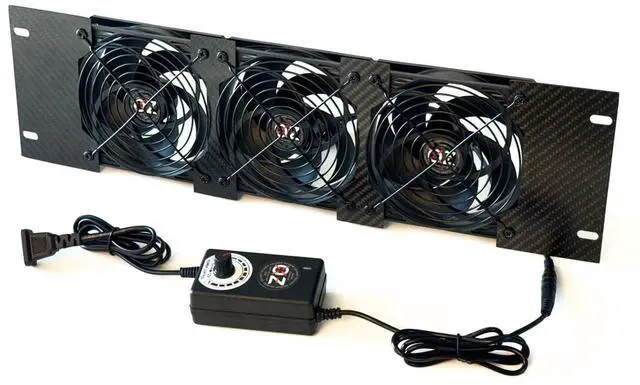 Main image of OZ-USA 3U Rackmount Cooling Exhaust Fan Panel Quiet High-Airflow 19" Server Network AV Cabinet Cooler Carbon Fiber