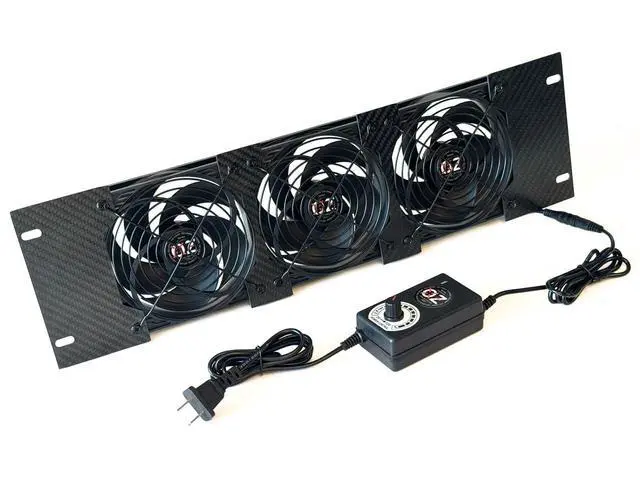 Alt view image 3 of 5 - OZ-USA 3U Rackmount Cooling Exhaust Fan Panel Quiet High-Airflow 19" Server Network AV Cabinet Cooler Carbon Fiber