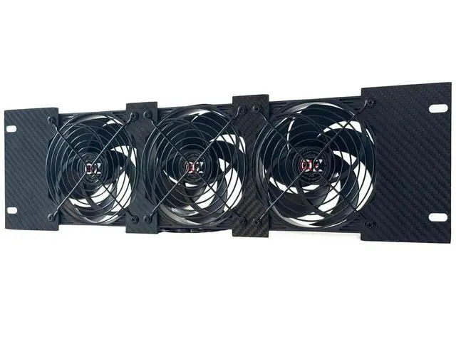 Alt view image 4 of 5 - OZ-USA 3U Rackmount Cooling Exhaust Fan Panel Quiet High-Airflow 19" Server Network AV Cabinet Cooler Carbon Fiber