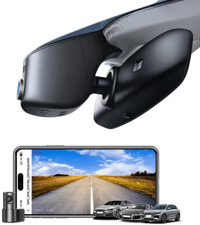 Main image of mangoal 4K Front & 2K Rear 2 Channel HDR Dash Cam, Dual STARVIS 2 IMX678 IMX675, Custom Fit for Audi (Model A), 5GHz WiFi, GPS, 128GB Card
