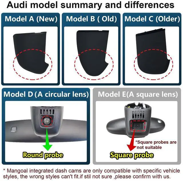 Alt view image 2 of 5 - mangoal 4K Front & 2K Rear 2 Channel HDR Dash Cam, Dual STARVIS 2 IMX678 IMX675, Custom Fit for Audi (Model A), 5GHz WiFi, GPS, 128GB Card