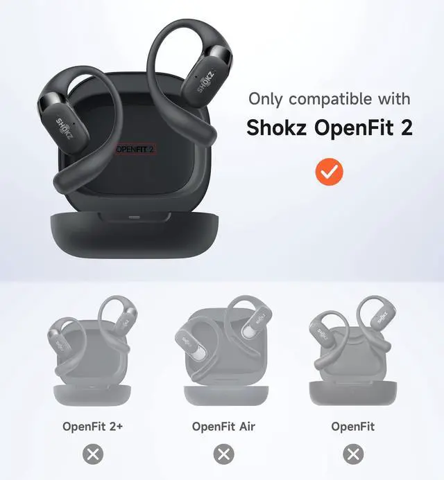Alt view image 2 of 5 - SURITCH for SHOKZ New OpenFit 2 Case Cover, Magnetic Locking Cases for SHOKZ OpenFit 2 Open-Ear Headphones, Shockproof Bumper Protective Covers with Carabiner & Keyring & Cleaner Kit, White