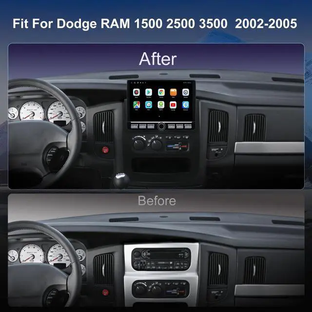 Alt view image 2 of 5 - 4G LTE QLED Radio for Dodge RAM 2002-2005 Upgrade,8-Core CPU Touch Screen Stereo,Wireless CarPlay & Android Auto,Support OEM Camera & Steering Wheel Control,Free Camera