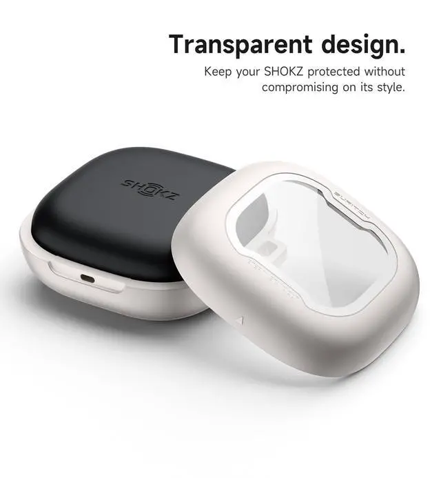 Alt view image 5 of 5 - SURITCH for SHOKZ New OpenFit 2 Case Cover, Magnetic Locking Cases for SHOKZ OpenFit 2 Open-Ear Headphones, Shockproof Bumper Protective Covers with Carabiner & Keyring & Cleaner Kit, White