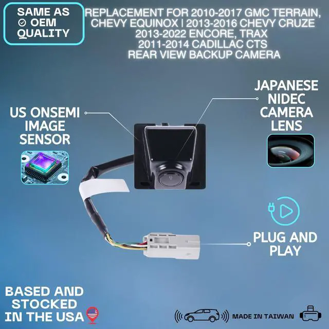 Alt view image 2 of 5 - Backup Camera for 2010-2017 GMC Terrain Chevy Equinox Cruze Trax Encore CTS