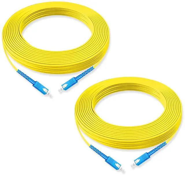 Main image of Lebrudos 2Pcs 15 Meter Fiber Optic Patch Cord SC UPC to SC UPC, Simplex Single Mode Fiber Cable Jumper OS2 G652D 9/125m, 1310nm/1550nm LSZH 3.0mm