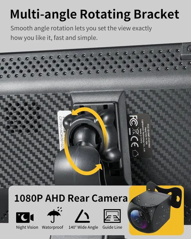 Alt view image 3 of 5 - Wireless CarPlay & Android Auto Screen for Car - 7" Portable Car Stereo with 1080P Backup Camera, GPS Navigation, Voice Control, Bluetooth, FM, AUX - Universal Plug & Play Head Unit for Older V