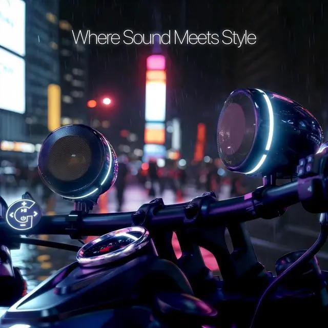 Alt view image 2 of 5 - GoHawk Bluetooth Motorcycle Speakers with LED Ring, 4" Waterproof Motorcycle Stereo System, Built-in Amplifier Audio Music Player w/USB AUX for Harley ATV Scooter 4-Wheeler, AN4-Halo Black