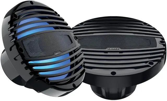 Alt view image 2 of 5 - HERTZ HMX 8 LD-TC - 8" 4-Ohm Coaxial Marine Speakers with RGB LEDs, Black Grilles, Pair
