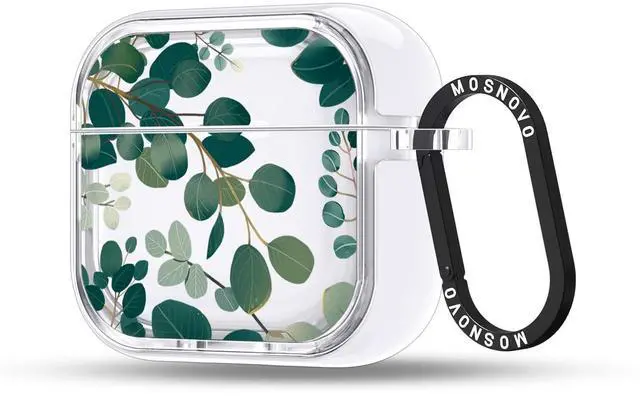 Main image of MOSNOVO for Airpods 4 Case, Protective Clear Case with Shockproof Dual Layer Hard Luxe Metal Ring Designed for Airpods 4 Generation - Eucalyptus