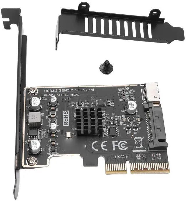 Main image of Gugxiom PCIe to USB 3.2 Expansion Card, 20Gbps Type E Key A Front Header Adapter, Internal Type C Converter with ASM3242 Chip SATA 15Pin Power for Desktop PC