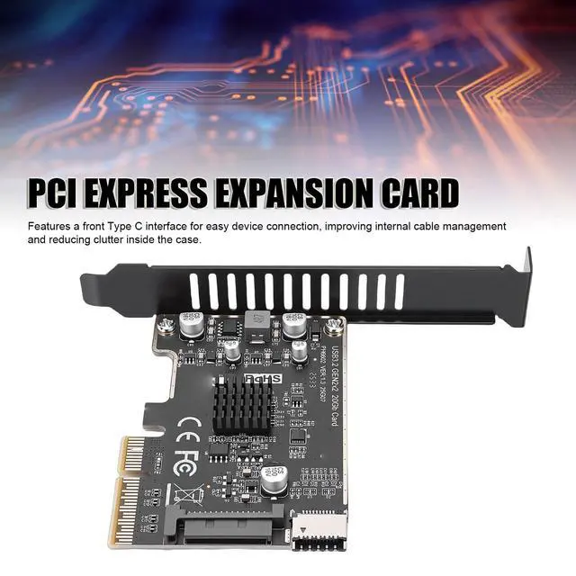 Alt view image 2 of 5 - Gugxiom PCIe to USB 3.2 Expansion Card, 20Gbps Type E Key A Front Header Adapter, Internal Type C Converter with ASM3242 Chip SATA 15Pin Power for Desktop PC