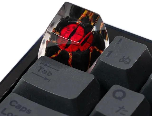 Main image of Witwikey Artisan Keycap, 1U Handmade Resin, Compatible with MX Switch Mechanical Keyboards, Rap Theme, Gaming Style, Backlit (Red Eye Keycap)