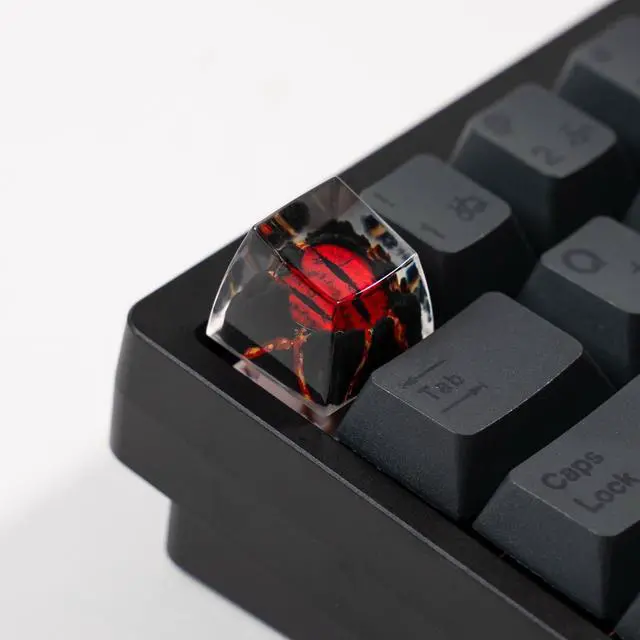 Alt view image 2 of 5 - Witwikey Artisan Keycap, 1U Handmade Resin, Compatible with MX Switch Mechanical Keyboards, Rap Theme, Gaming Style, Backlit (Red Eye Keycap)