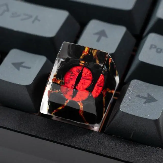 Alt view image 4 of 5 - Witwikey Artisan Keycap, 1U Handmade Resin, Compatible with MX Switch Mechanical Keyboards, Rap Theme, Gaming Style, Backlit (Red Eye Keycap)