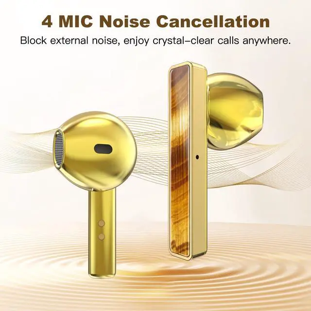 Alt view image 5 of 5 - R'hllor Mothers Day Birthday Gifts for Women, Wireless Earbuds Bluetooth 5.4 Earring Headphones with Noise Cancelling Comfort, Jewelry Style Gift Box, Tigers Eye