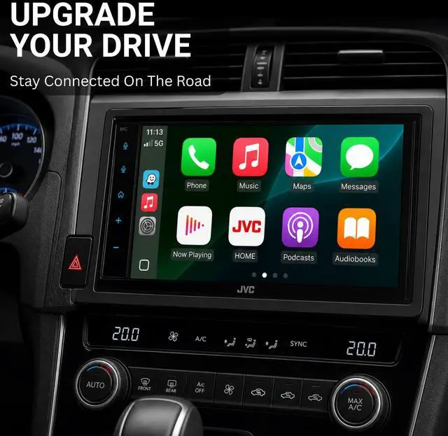 Alt view image 2 of 5 - JVC KW-M590BT Single Din/Double Din Car Stereo (50W x 4-Ch), L-Shaped Chassis Fits Most Cars, Large 6.8" Hi-Res Touchscreen, AM/FM, Apple CarPlay, Android Auto, Rear Camera Input, USB 2.1 Fast Charge