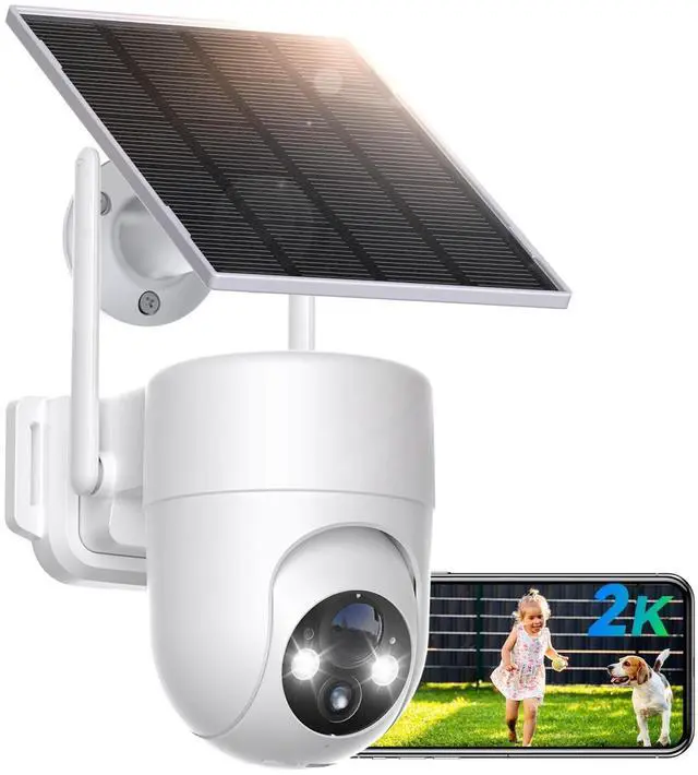 Main image of LIWAN Solar Camera Outdoor Wireless, 2.4G WiFi Security Cameras for Home Security, Surveillance Camera Outside with Solar Panel, 2K Color Night Vision, 360PTZ, PIR Detection, 2-Way Talk