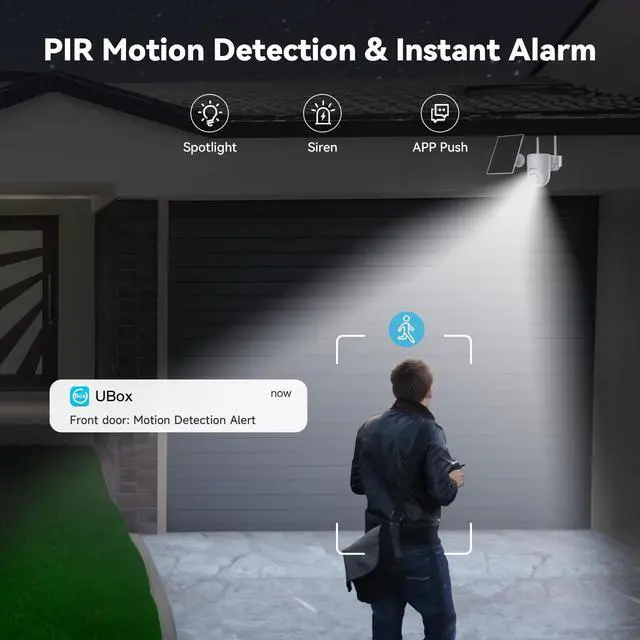 Alt view image 3 of 5 - LIWAN Solar Camera Outdoor Wireless, 2.4G WiFi Security Cameras for Home Security, Surveillance Camera Outside with Solar Panel, 2K Color Night Vision, 360PTZ, PIR Detection, 2-Way Talk