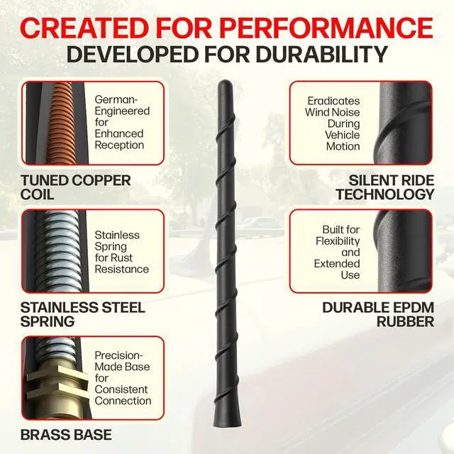Alt view image 2 of 5 - Antenna fits Chevrolet Silverado 2500 (2020-2026) 8 Inch Short Rubber Antenna - Carwash Proof - Premium Reception - Internal Copper Coil
