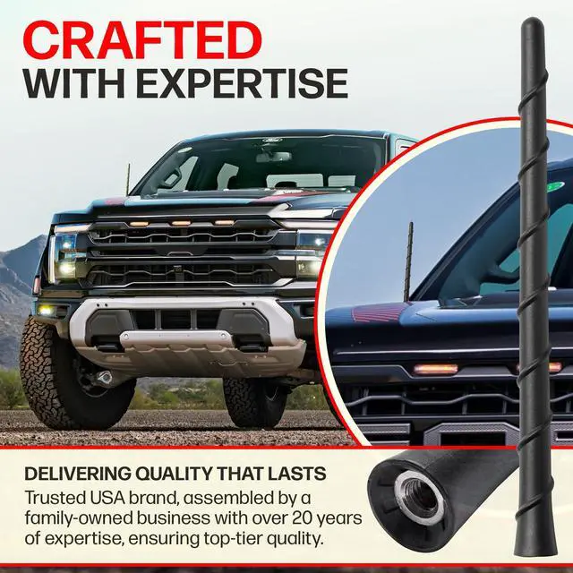 Alt view image 4 of 5 - Antenna fits Chevrolet Silverado 2500 (2020-2026) 8 Inch Short Rubber Antenna - Carwash Proof - Premium Reception - Internal Copper Coil