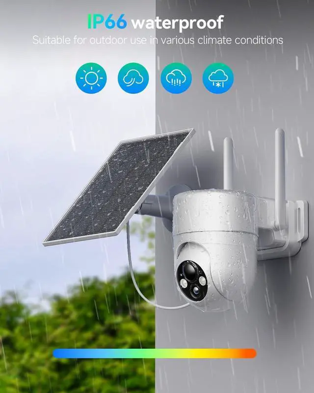 Alt view image 5 of 5 - LIWAN Solar Camera Outdoor Wireless, 2.4G WiFi Security Cameras for Home Security, Surveillance Camera Outside with Solar Panel, 2K Color Night Vision, 360PTZ, PIR Detection, 2-Way Talk