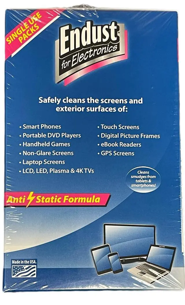 Alt view image 3 of 5 - Endust For Electronics 6 Pack Screen Cleaner Wipes, Electronics Surface Cleaning Wipes, For TV, Phone, Computer Monitor, Laptop, Tablet, Pre-Moistened, Alcohol & Ammonia Free, 150 count (14316)