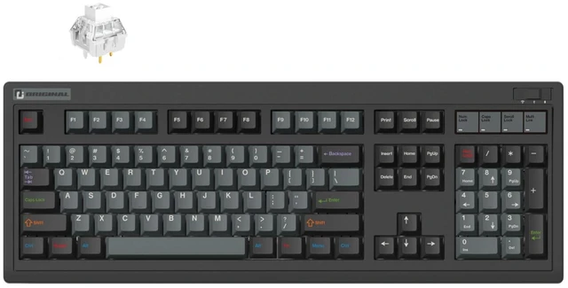 Main image of FLESPORTS OG104 Retro Tri-Mode Mechanical Keyboard, Full-Size Gasket Mount Hot Swappable Gaming Keyboard, PBT Keycaps, 4000mAh for Mac/PC - Tactile Switches ^^ Black