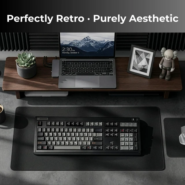 Alt view image 2 of 5 - FLESPORTS OG104 Retro Tri-Mode Mechanical Keyboard, Full-Size Gasket Mount Hot Swappable Gaming Keyboard, PBT Keycaps, 4000mAh for Mac/PC - Tactile Switches ^^ Black