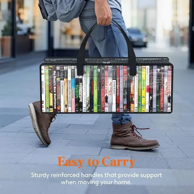 Alt view image 5 of 5 - Lifewit DVD Storage Bags, Clear PVC DVD Case Holder with Handles, Front Window Zipper Design, Stackable Media Organizer for Blu Ray Disc, Movie Cases, VHS Box, Hold 210 Pcs DVDs (35 Each), 6 Pack