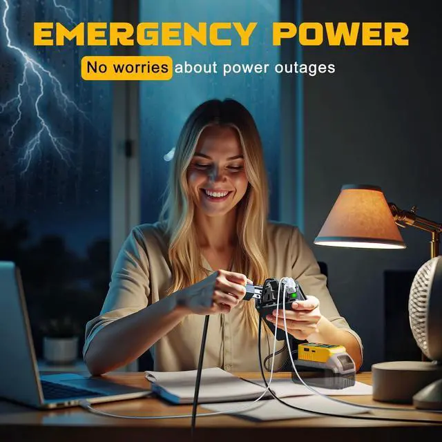Alt view image 5 of 5 - VoLtTech 300W Power Inverter 18V to 110V Compatible with Dewalt 20V Battery, Battery Inverter DC Charger Adapter with 2 AC Outlet & 2 USB Port for Vehicles, Laptop, Computer, Phone, Fan(No Battery)