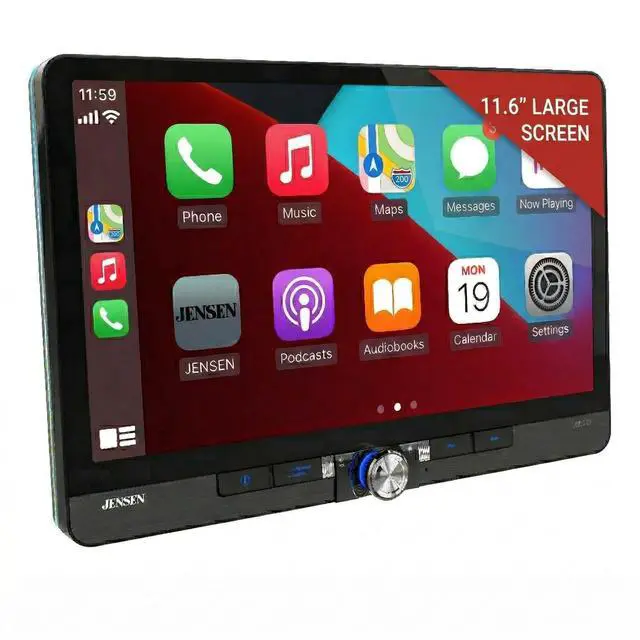 Main image of JENSEN J5CA12 11.6-inch Certified Apple CarPlay Android Auto Wired or Wireless ^^ Maestro & Metra Axxess Ready ^^ Single & Double DIN Car Stereo ^^ SiriusXM Ready ^^ Bluetooth ^^ Front & Rear C