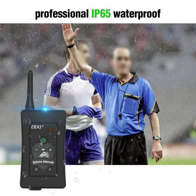 Alt view image 5 of 5 - EJEAS FBIM Professional Football Referee Bluetooth Intercom, 850mAh Full-Duplex 1500M Wireless Bluetooth Interphone with Noise Reduction Function for Soccer and Handball Referees (2 Pack)
