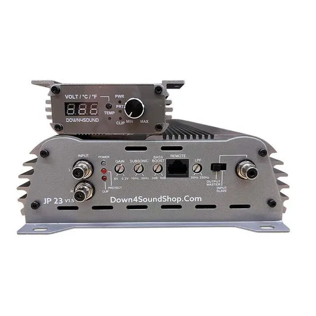 Alt view image 3 of 5 - DOWN4SOUND JP23 V1.5 Elite Gray ^^ Monoblock Amplifier - 2300W RMS, 1-Ohm Stable, Linkable for Car Audio Systems, High-Performance Bass Amplifier for 2000W Subwoofer Setup