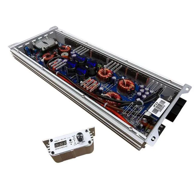 Alt view image 4 of 5 - DOWN4SOUND JP23 V1.5 Elite Gray ^^ Monoblock Amplifier - 2300W RMS, 1-Ohm Stable, Linkable for Car Audio Systems, High-Performance Bass Amplifier for 2000W Subwoofer Setup