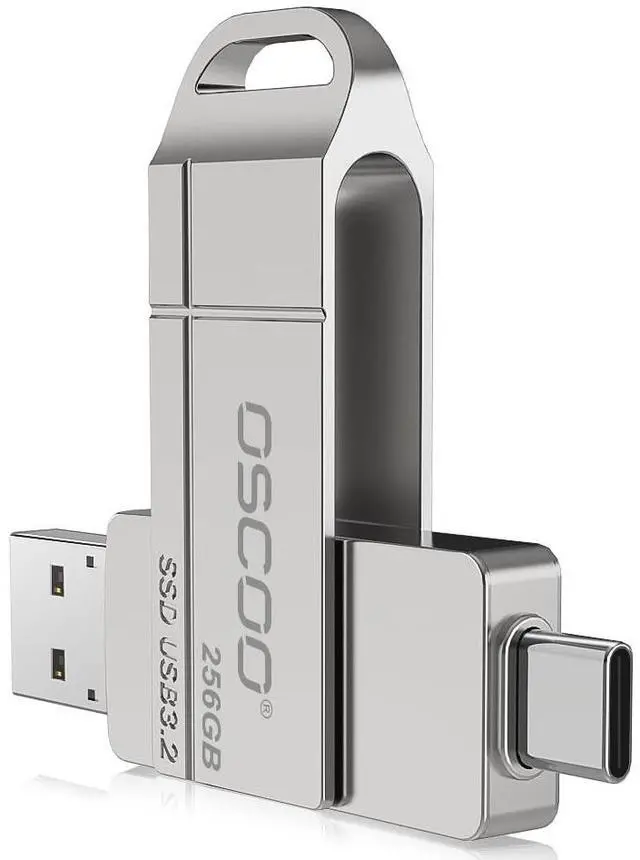Main image of OSCOO 256GB SSD Flash Drive, Up to 550MB/sUSB 3.2 Gen1 Thumb Drive, Dual USB-C & USB-A Ports, Compatible with iPhone 15/16/17, Android Phones, Mac Photo & Video Backup