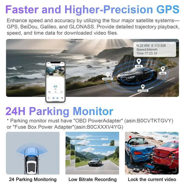 Alt view image 5 of 5 - mangoal 4K Front & 2K Rear 2 Channel HDR Dash Cam, Dual STARVIS 2 IMX678 IMX675, for GMC Canyon 2015-2022 WD Elevation AT4 Denali(Model A), 5GHz WiFi, GPS, 128GB Card