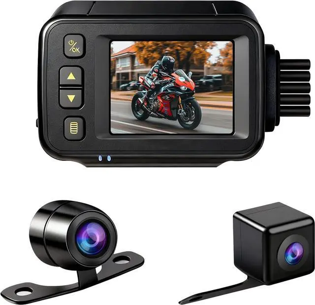 Main image of FIRE BULL Motorcycle Dash Cam Dual Front and Rear 720P Camera, 2.0'' IPS Screen, 120 Wide Angle, IP67 Waterproof DVR with G-Sensor, Parking Monitor, Loop Recording