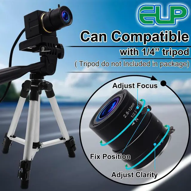 Alt view image 2 of 5 - webcamera_usb Varifocal Lens USB Camera 4X Optical Zoom Webcam,2.8-12mm Varifocus Web Camera Adjust Angle,8MP Varifocal Webcams with IMX179,Focus Adjustable Raspberry Pi Windows Linux Web Cams