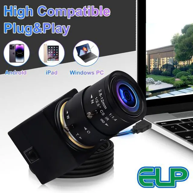 Alt view image 4 of 5 - webcamera_usb Varifocal Lens USB Camera 4X Optical Zoom Webcam,2.8-12mm Varifocus Web Camera Adjust Angle,8MP Varifocal Webcams with IMX179,Focus Adjustable Raspberry Pi Windows Linux Web Cams