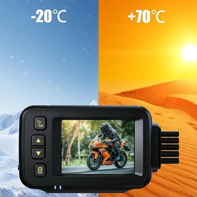 Alt view image 5 of 5 - FIRE BULL Motorcycle Dash Cam Dual Front and Rear 720P Camera, 2.0'' IPS Screen, 120 Wide Angle, IP67 Waterproof DVR with G-Sensor, Parking Monitor, Loop Recording