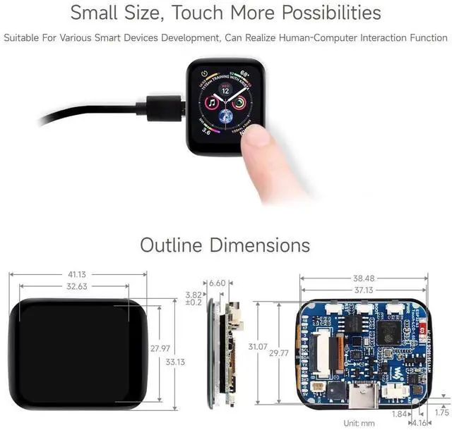 Alt view image 5 of 5 - Waveshare ESP32-S3 1.69inch Touch Display Development Board, 240280 Pixels, Micro LCD Display with ESP32-S3, 262K Color, Compact Size, Accelerometer and Gyroscope Sensor