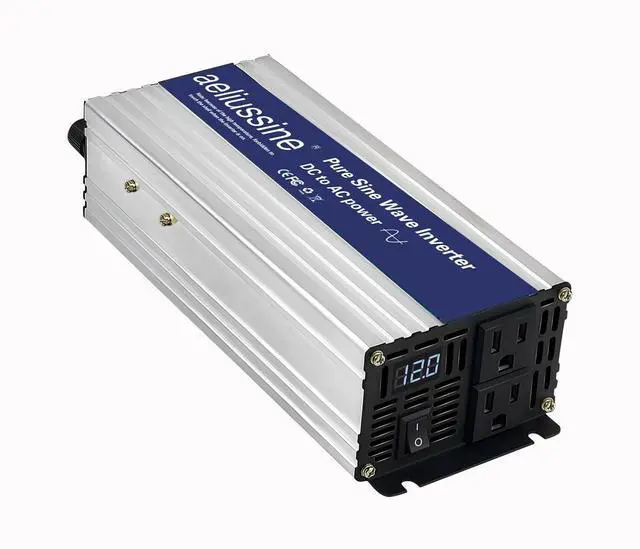 Main image of Aeliussine 1200W Pure Sine Wave Inverter-12V DC to 110V 120V AC Power Converter with 2 AC Outlets, 12 Volt Power Inverter for Truck, Rv, Camping, Home, Emergency Power