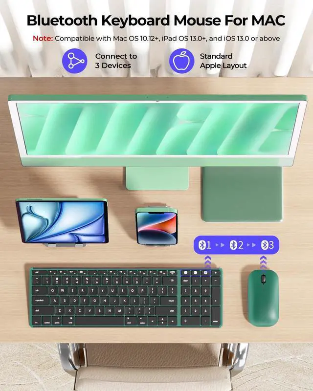 Alt view image 2 of 5 - seenda SKM64-2 Bluetooth Wireless Keyboard Mouse Combo for Mac MacBook iPad