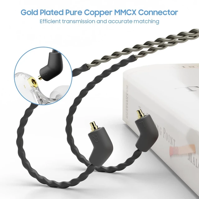 Alt view image 2 of 5 - BASN SC100 IEM Silver-Plated MMCX Cable, 150cm OFC Wired Cable for in-Ear Monitors - Compatible with BASN Bsinger, Bmaster Series (SC100-MMCX-Black)
