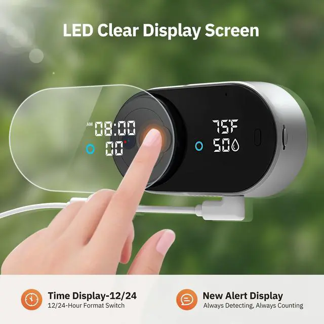 Alt view image 3 of 5 - Girafit 5MP 3K Window Camera for Home Security Indoor Camera for Outdoor Monitoring with Temperature and Humidity Sensor Color Night Vision AI Human Detection Two Way Audio Remote Viewing Easy Install