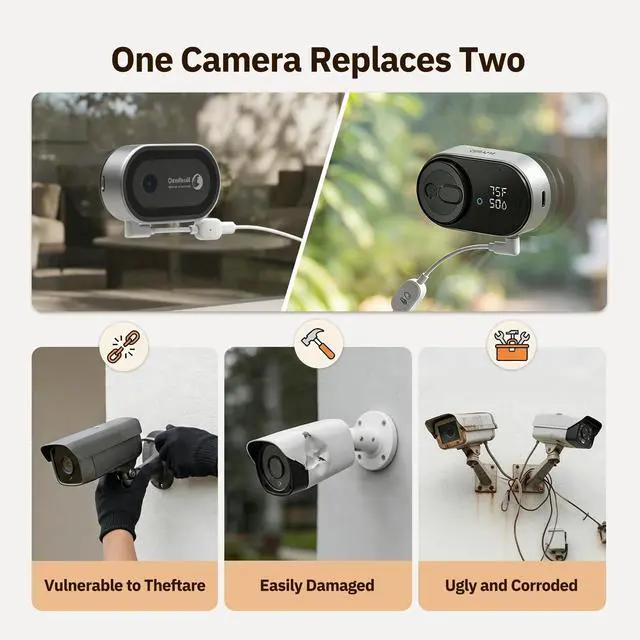 Alt view image 4 of 5 - Girafit 5MP 3K Window Camera for Home Security Indoor Camera for Outdoor Monitoring with Temperature and Humidity Sensor Color Night Vision AI Human Detection Two Way Audio Remote Viewing Easy Install